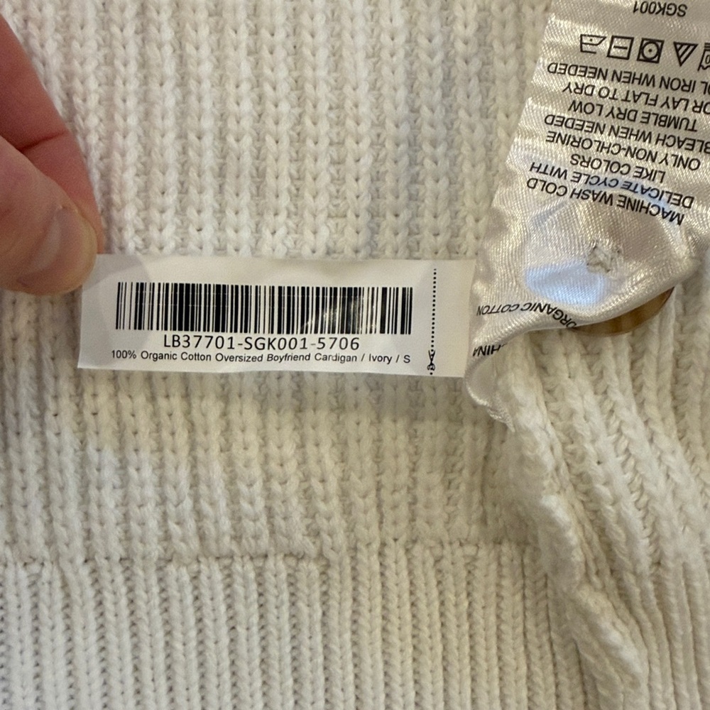 EUC Quince organic cotton oversized boyfriend cardigan ivory S - Picture 5 of 7